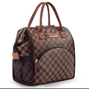 Checkered Insulated Lunch Tote Bag Thermal Wide-Open Lunch Cooler Box